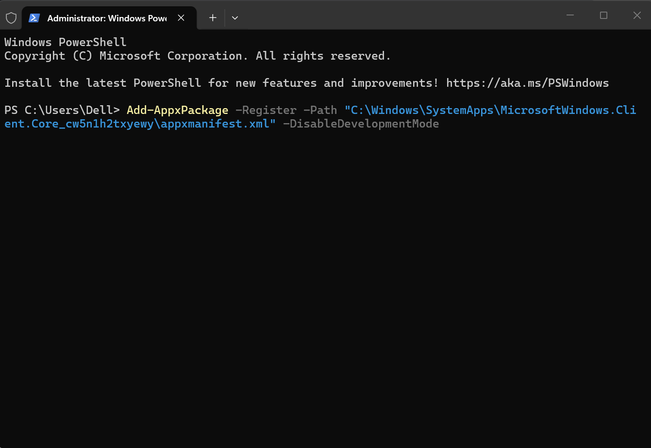Register Missing XAML Components To Fix Windows 11 Settings Page Blank