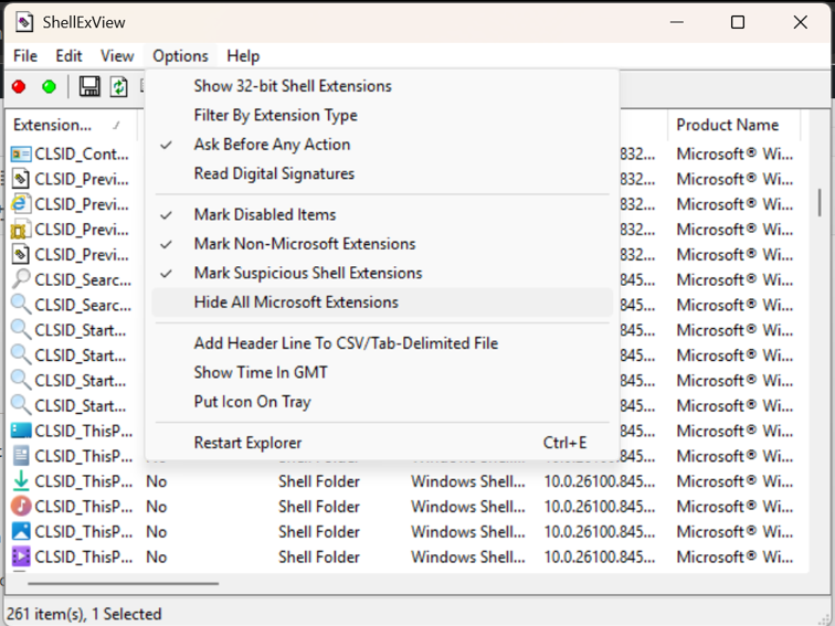 Disable Faulty Shell Extensions