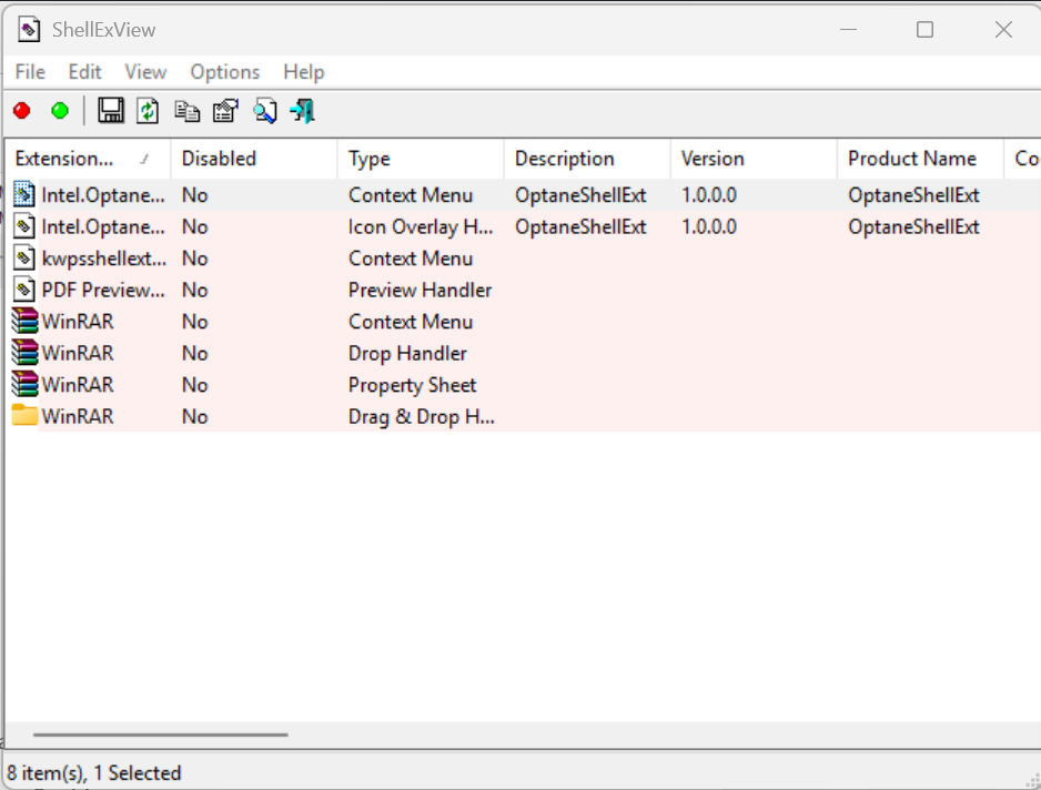 Disable Faulty Shell Extensions