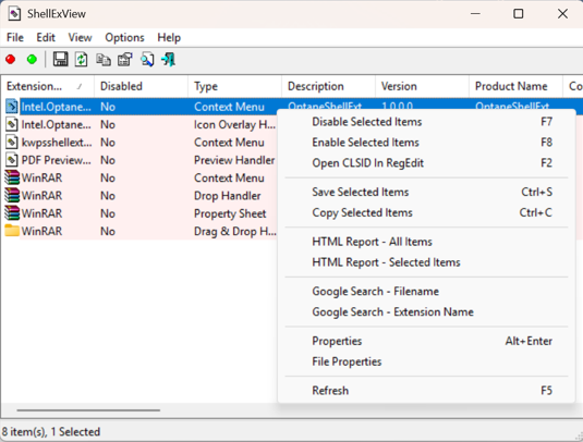 Disable Faulty Shell Extensions