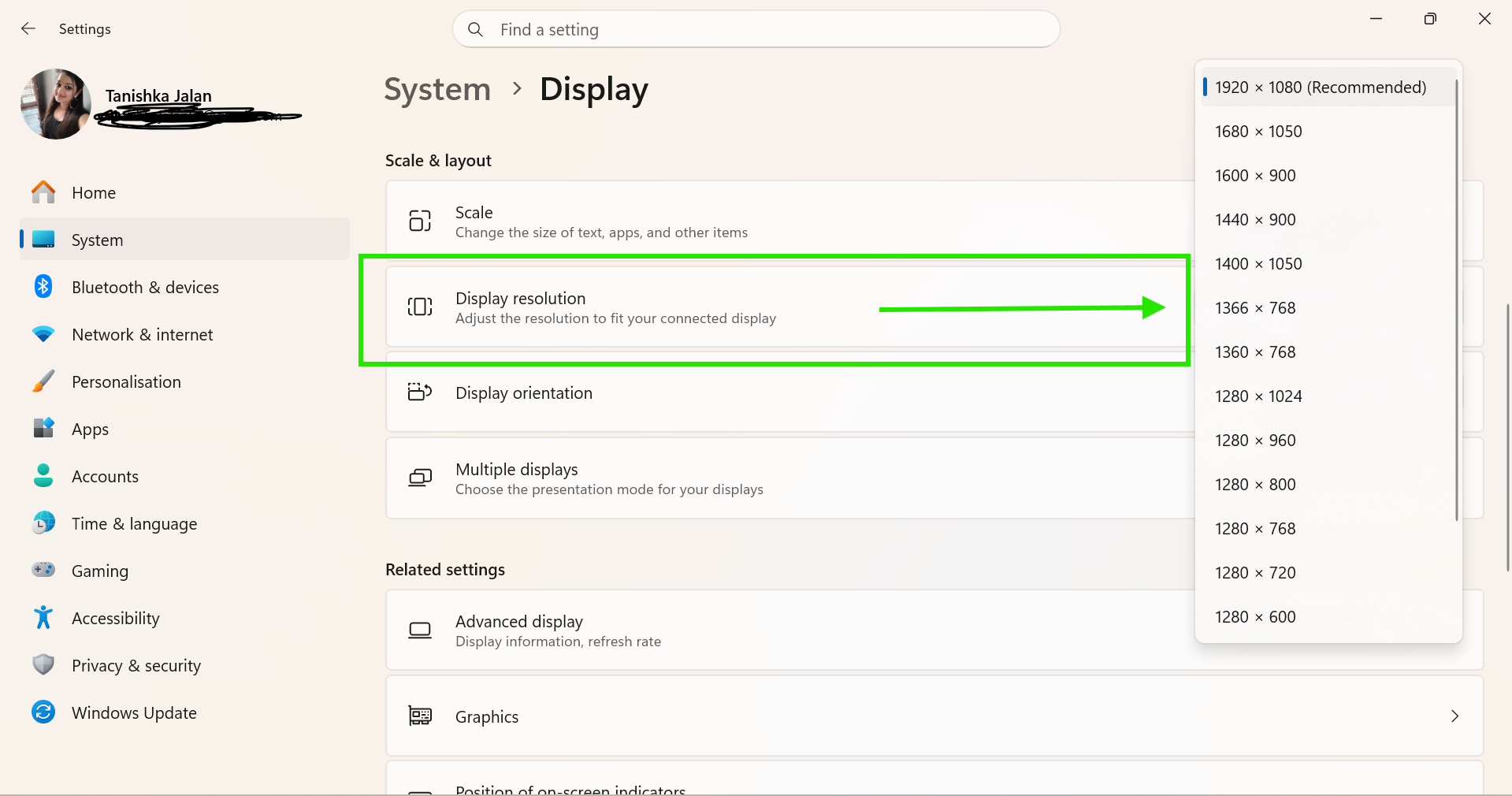 Change Display Resolution