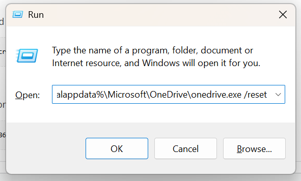 Reset OneDrive To Fix OneDrive is missing from File Explorer