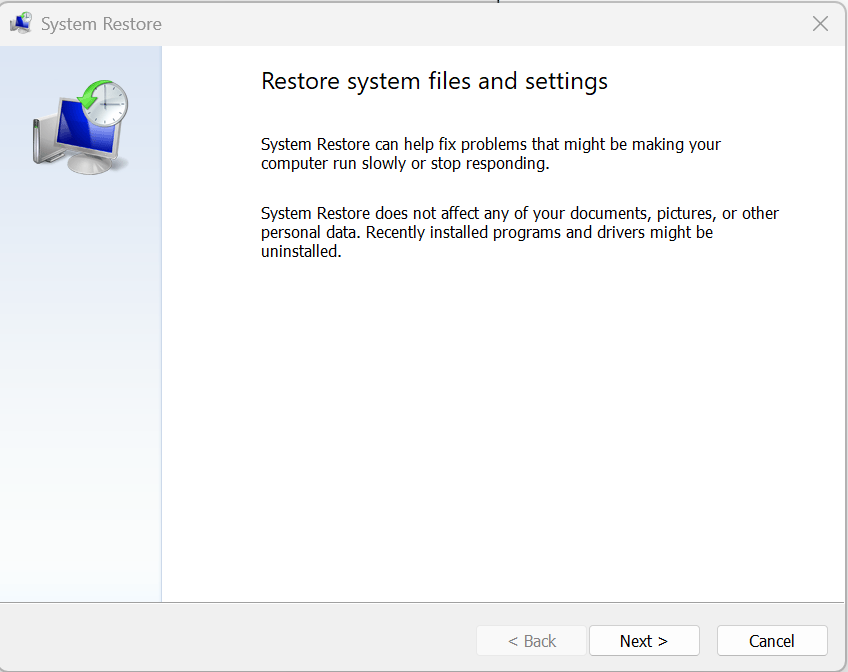 Restore Windows To An Earlier Point