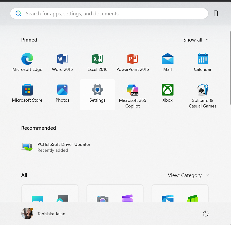 Open Settings