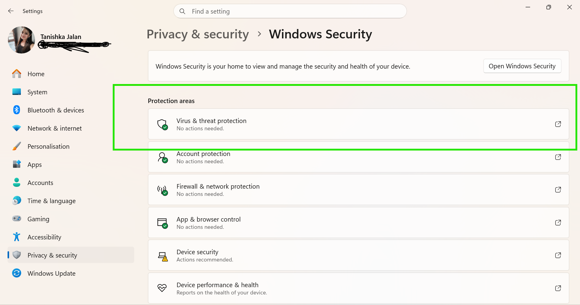 Virus & threat protection