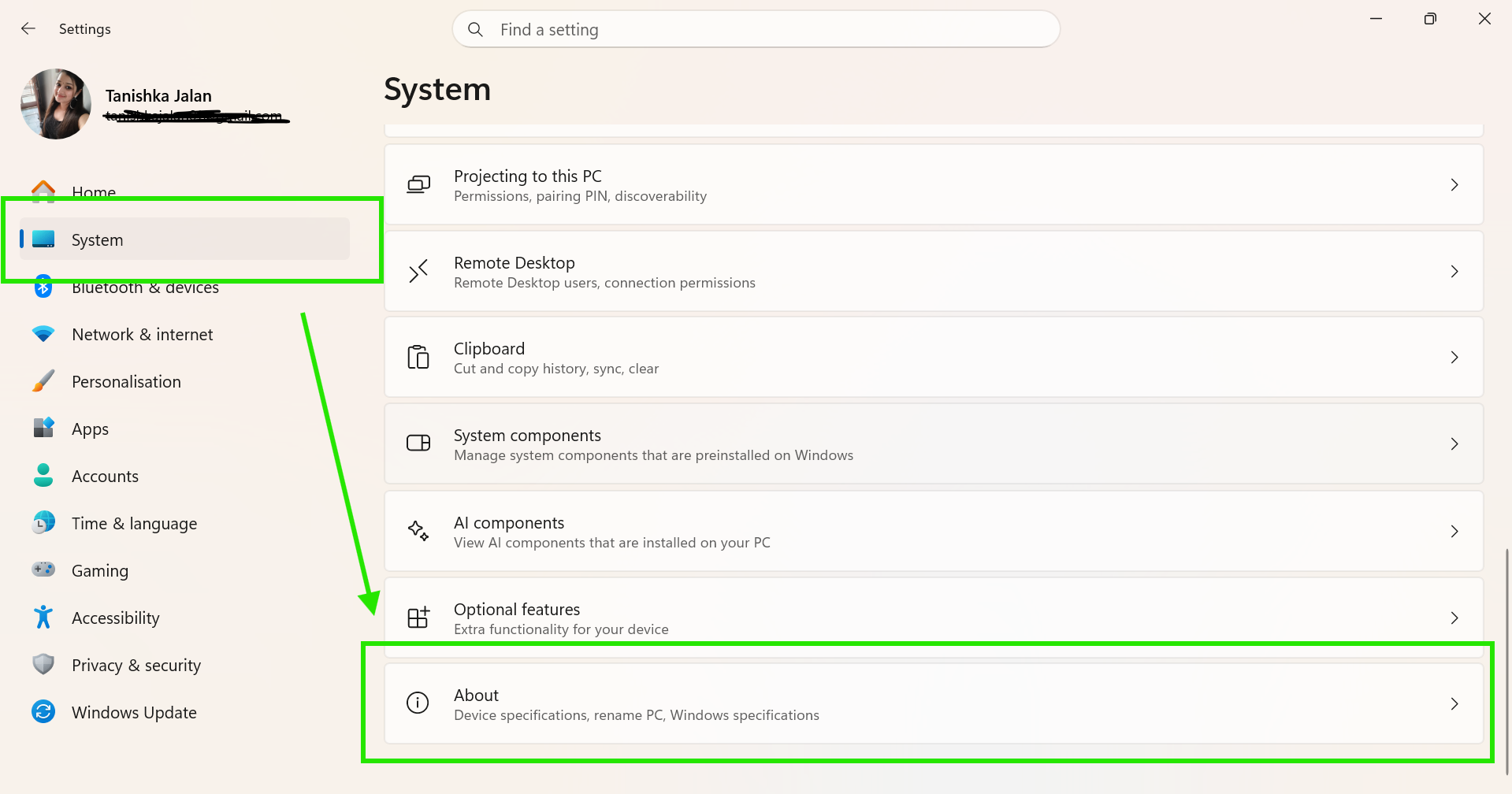 Advanced system settings