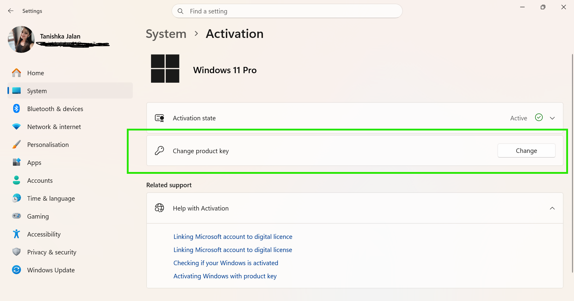 Change Product Key