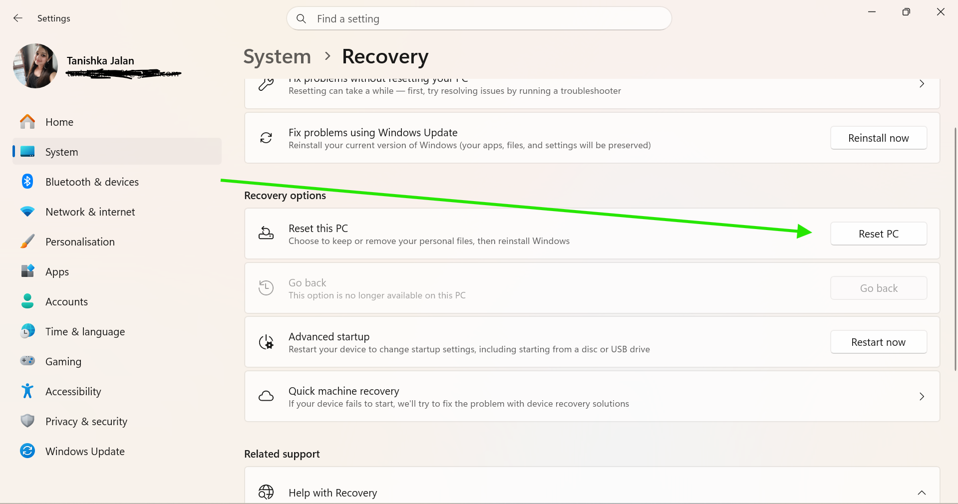 Reset PC To Fix Windows 11 Suddenly Deactivated After Update