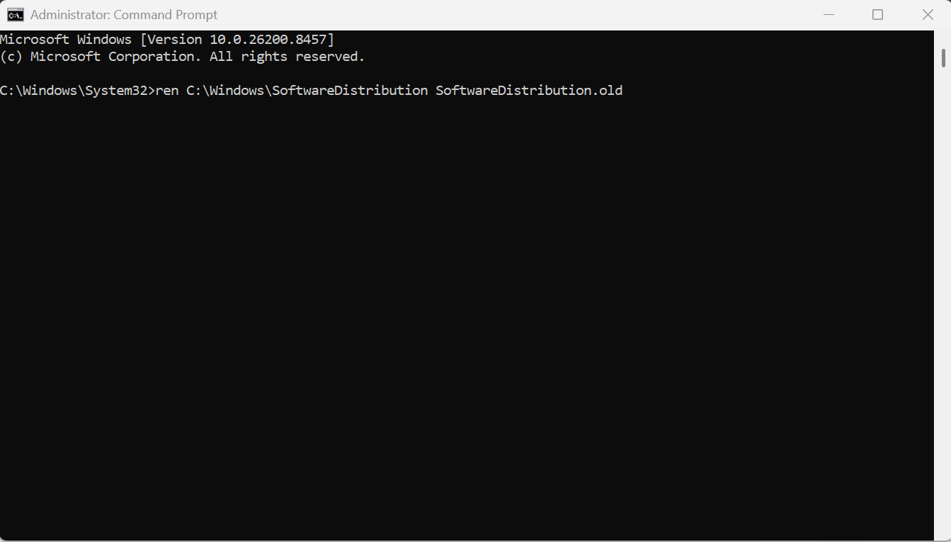 ren C:\Windows\SoftwareDistribution SoftwareDistribution.old