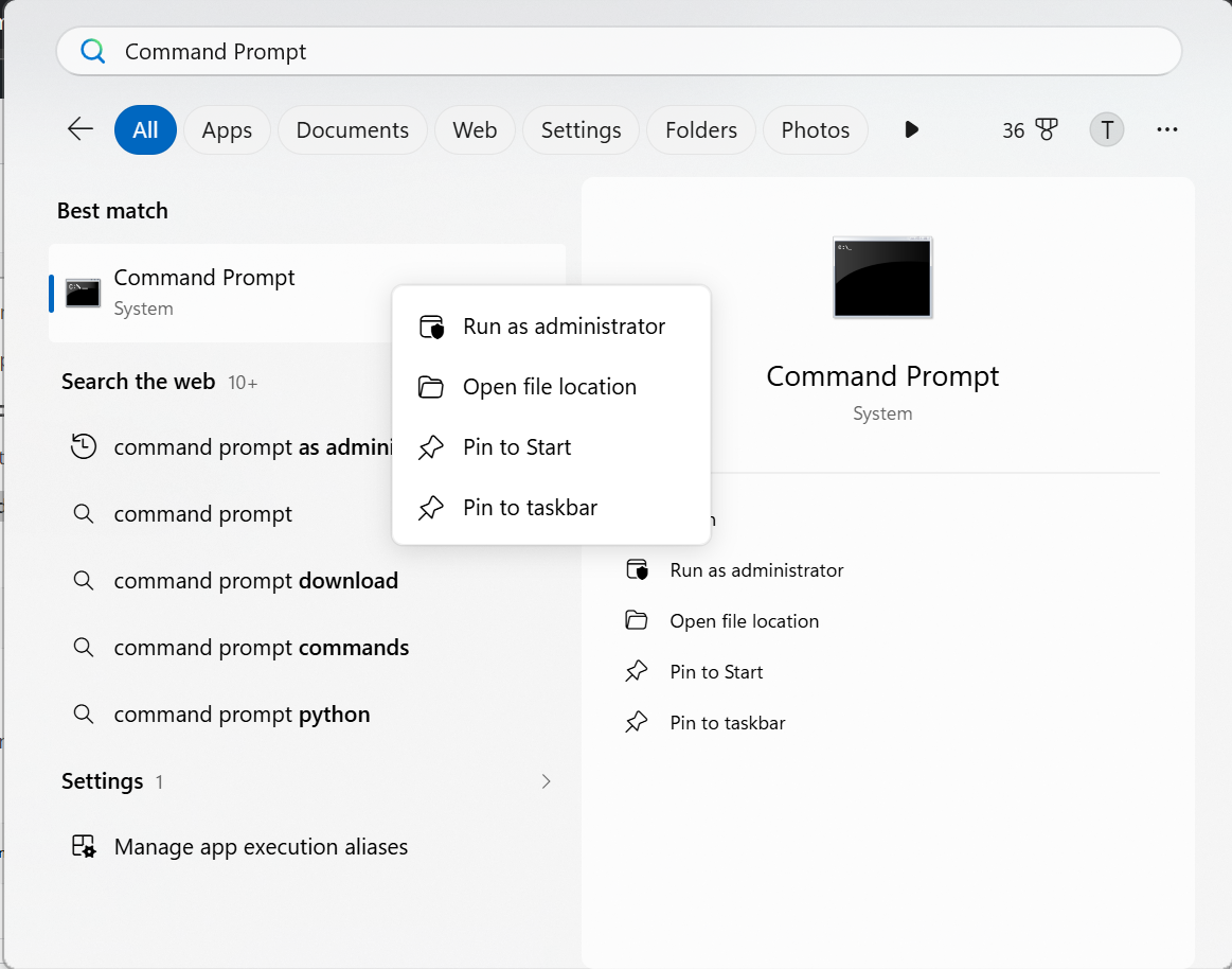 Command Prompt as Administrator