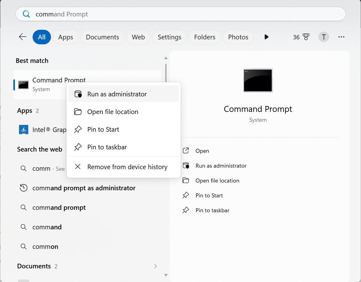 Command Prompt and select Run as administrator To solve SysMain High CPU & Memory Usage