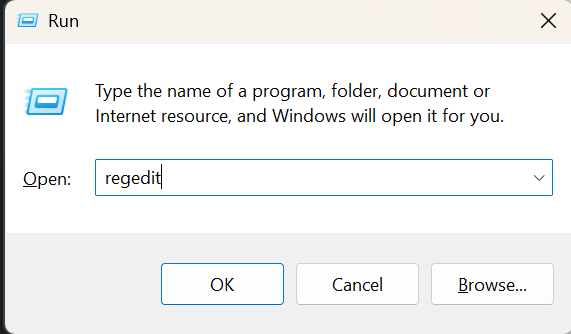 Windows + R, type regedit, and press Enter