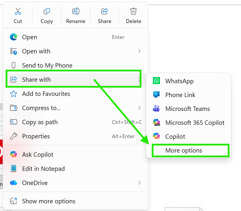Share with.. to Enable or Disable Nearby Sharing