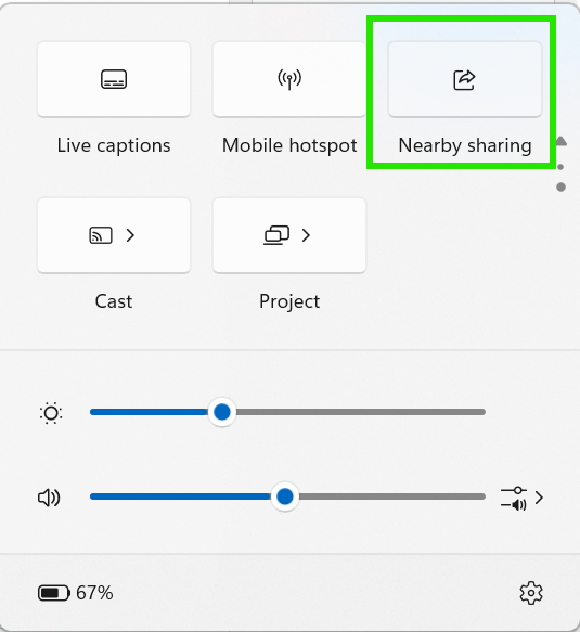 Windows + A to open Quick Settings