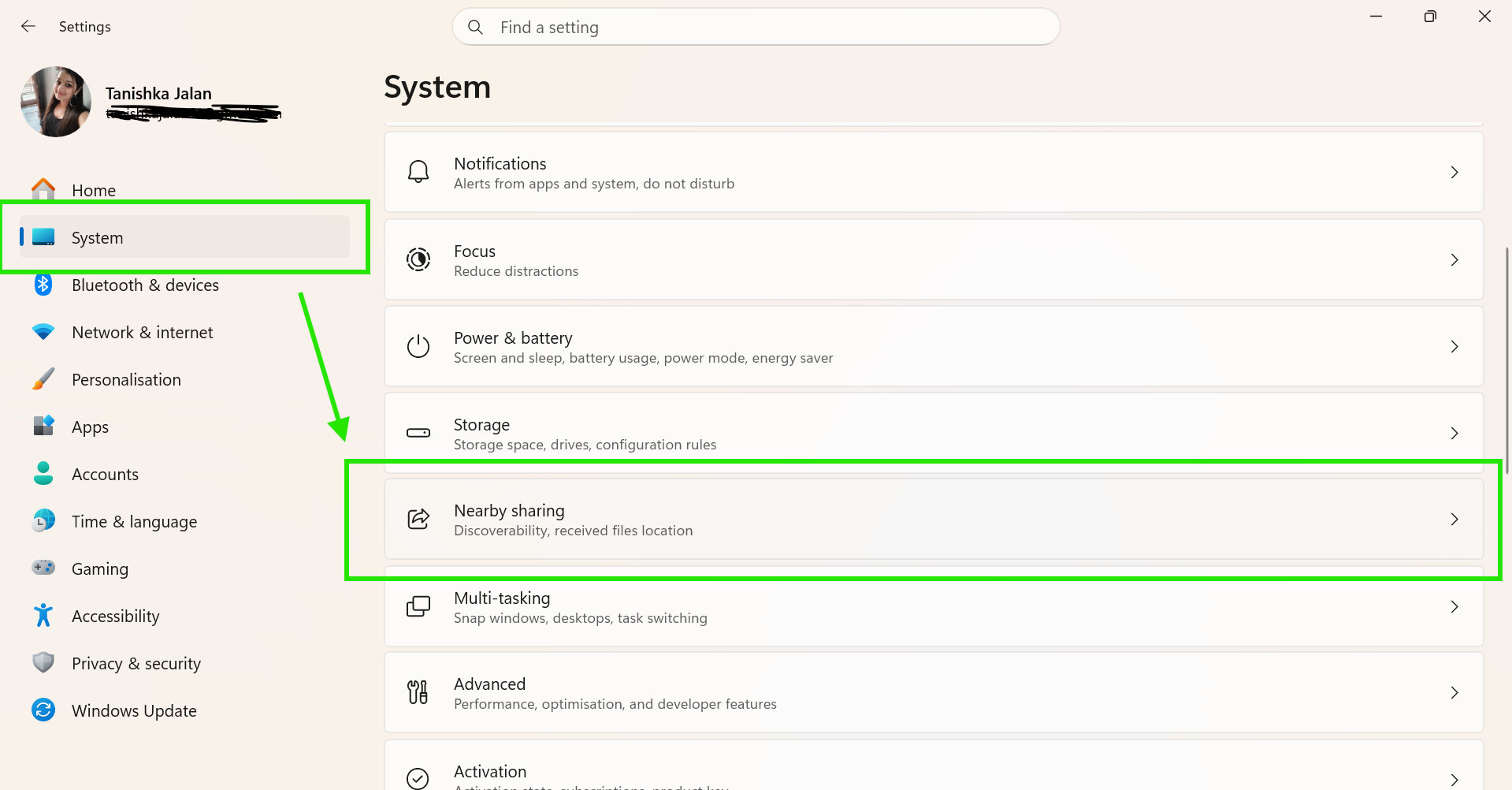 Click Nearby Sharing