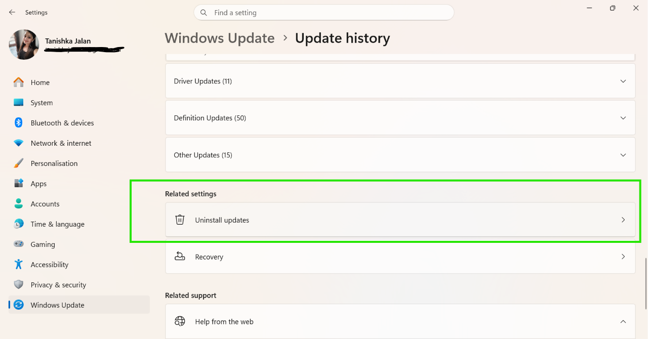 Uninstall updates When Taskbar Disappeared