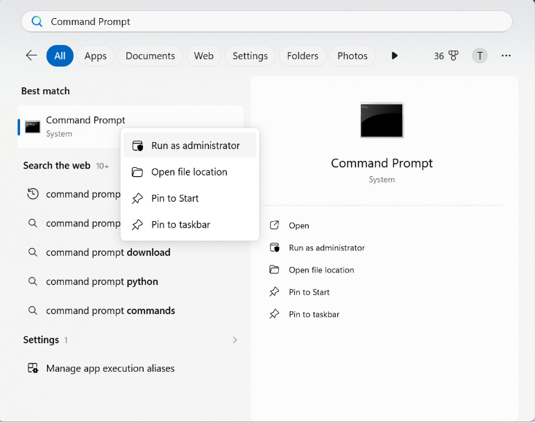 Command Prompt as Administrator