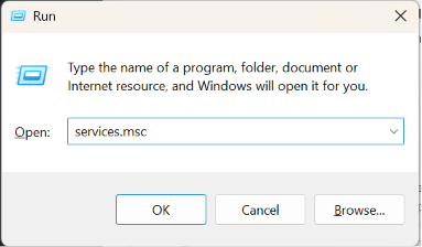 Win + R, type services.msc