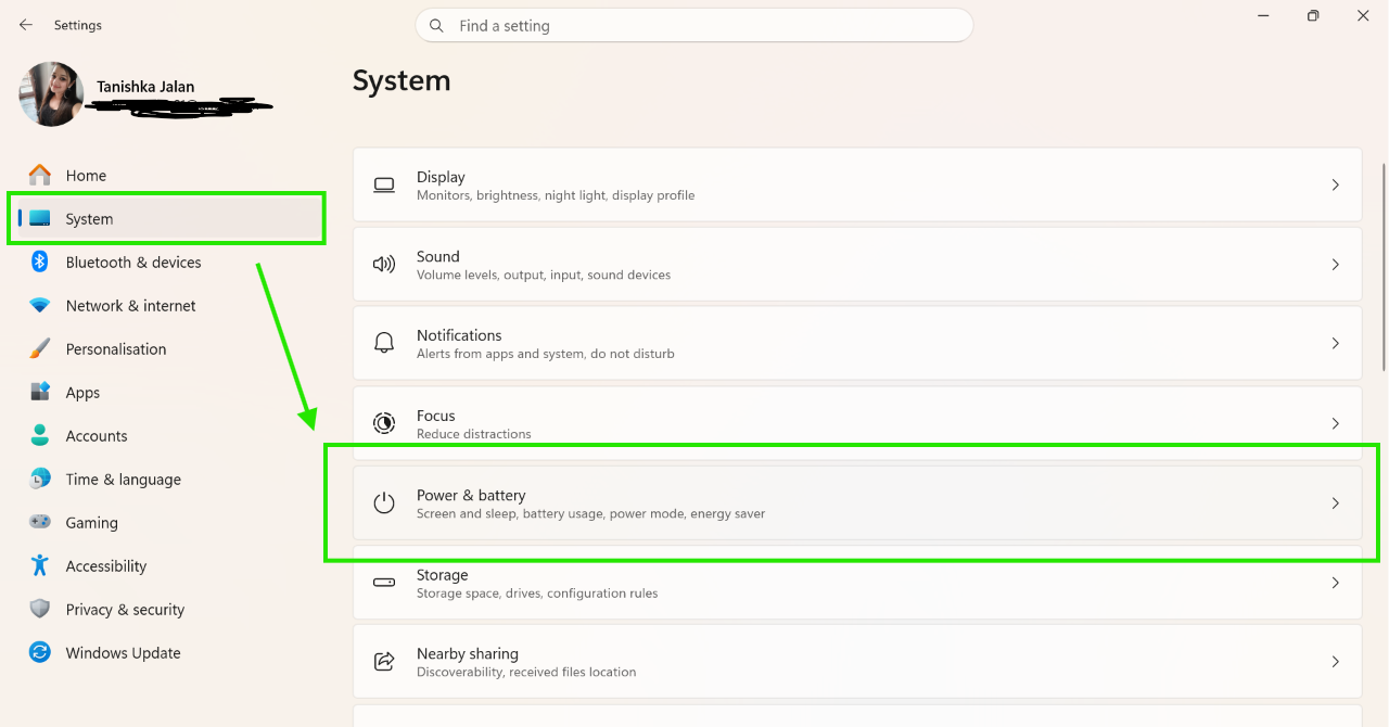 Settings > System > Power And Battery Battery Draining Fast