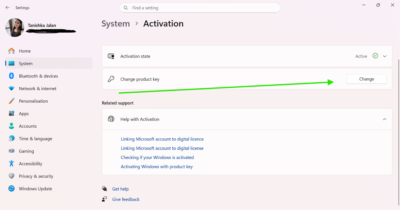 Change product key