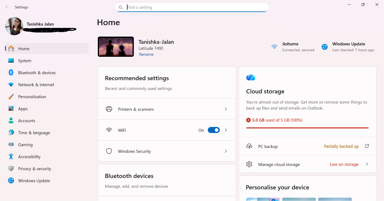 Windows + I when Copilot is disabled by your organisation