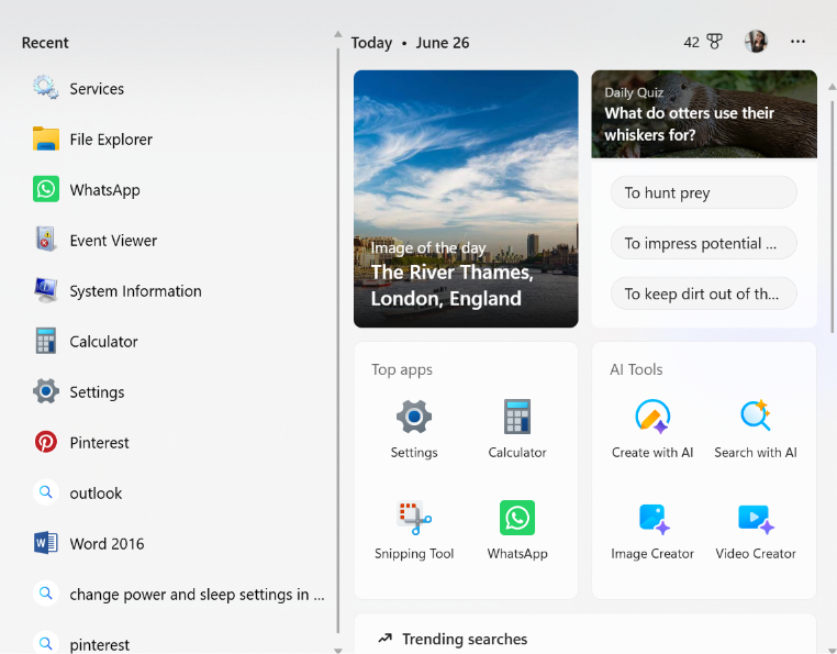 Windows + S when Copilot is disabled by your organisation