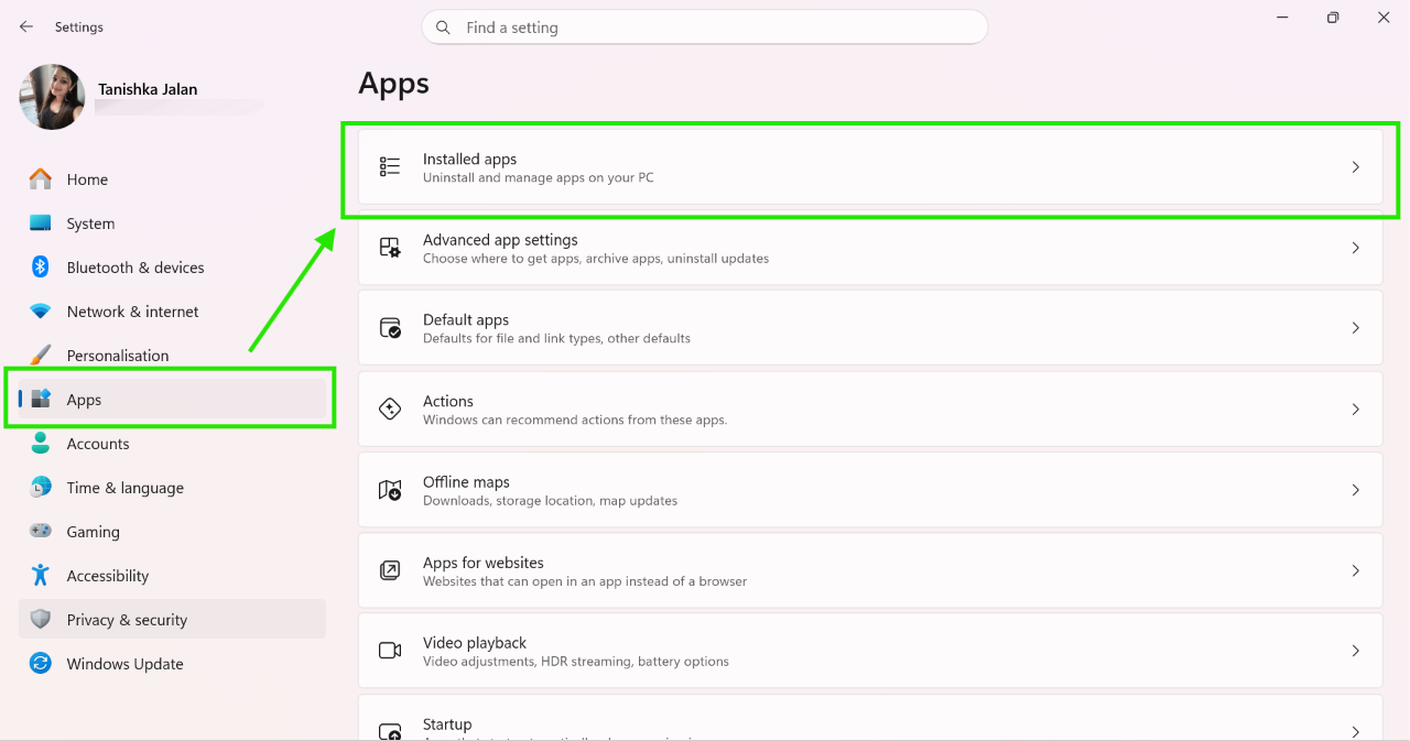 Installed apps