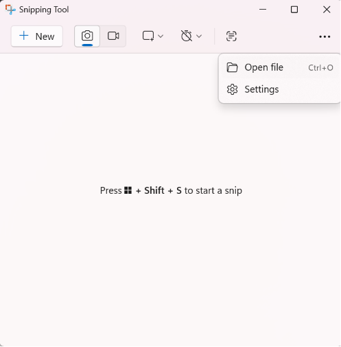 Snipping Tool > Settings Can't take screenshots