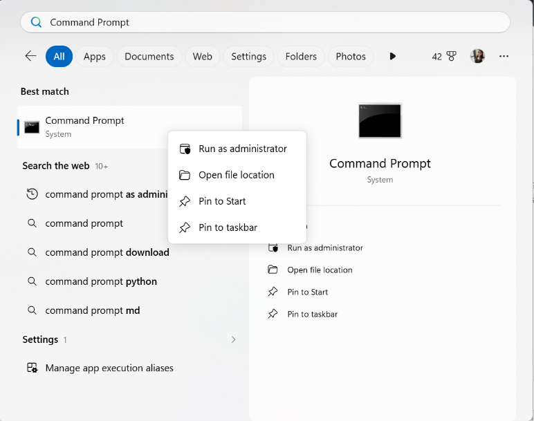 Command Prompt as Administrator