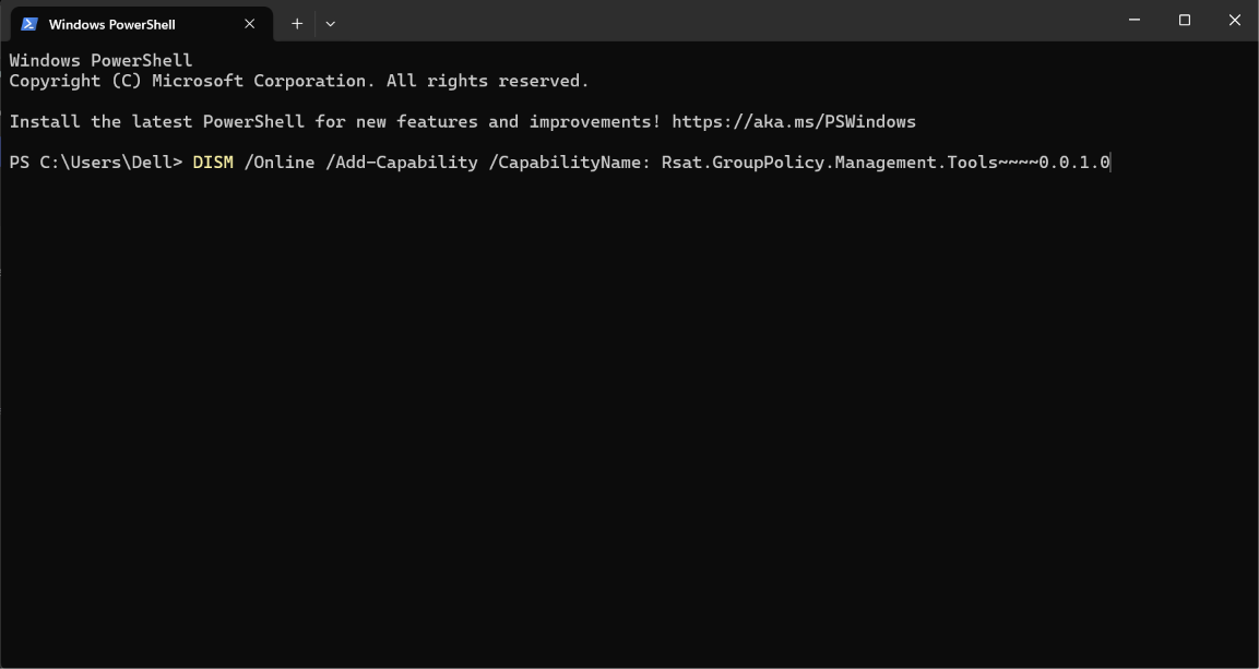 DISM /Online /Add-Capability /CapabilityName: Rsat.GroupPolicy.Management.Tools~~~~0.0.1.0