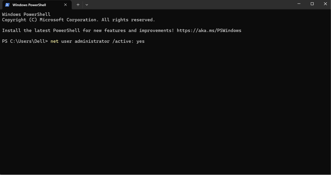 net user administrator /active: yes To fix Group Policy Editor