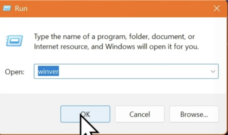 Run dialog with winver entered.