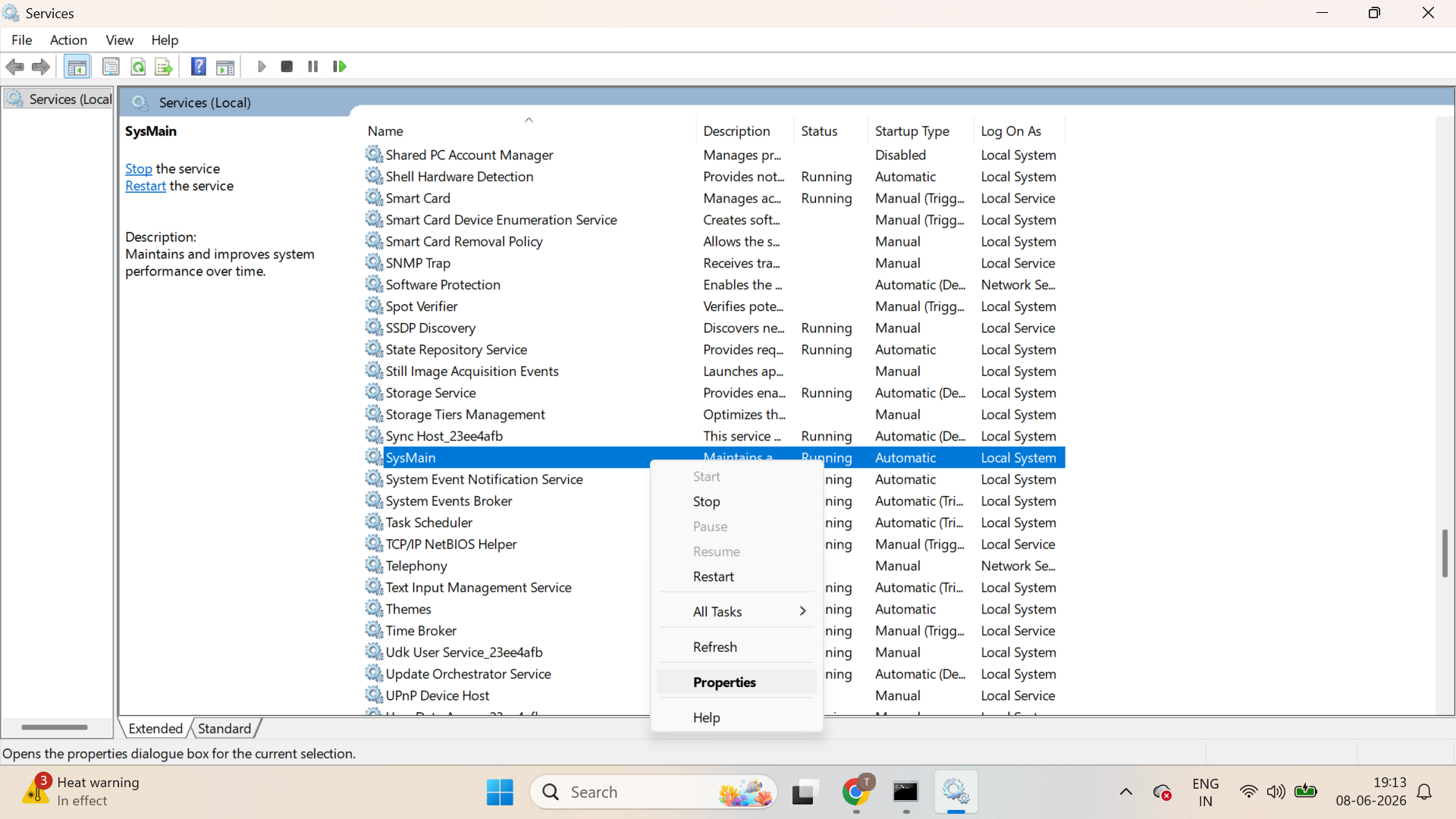 Properties To solve SysMain High CPU & Memory Usage