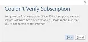 Message related to verifying subscription appearing