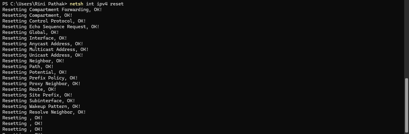 Running command for IPv4