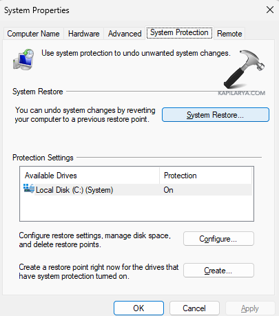 Selecting System Restore
