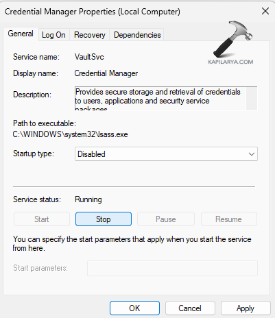 Disabling Credential Manager