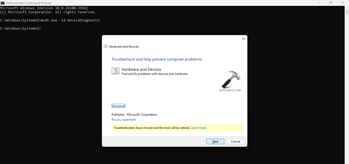 Running hardware troubleshooter to fix Power surge on USB