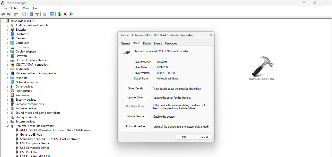 Roll backing driver to fix Power surge on USB