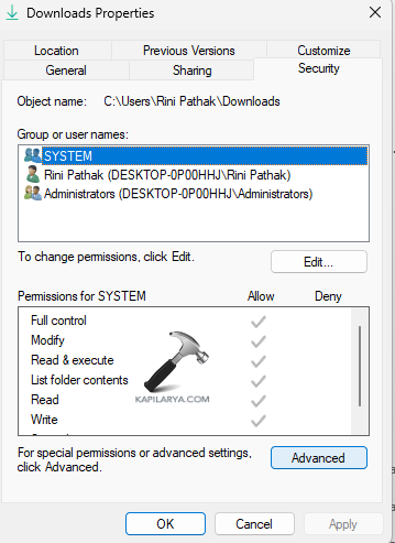 Going to advanced settings