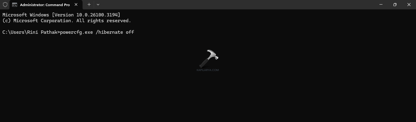 Turning OFF hibernating