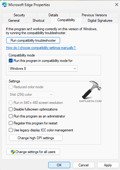 Running the program in compatibility mode