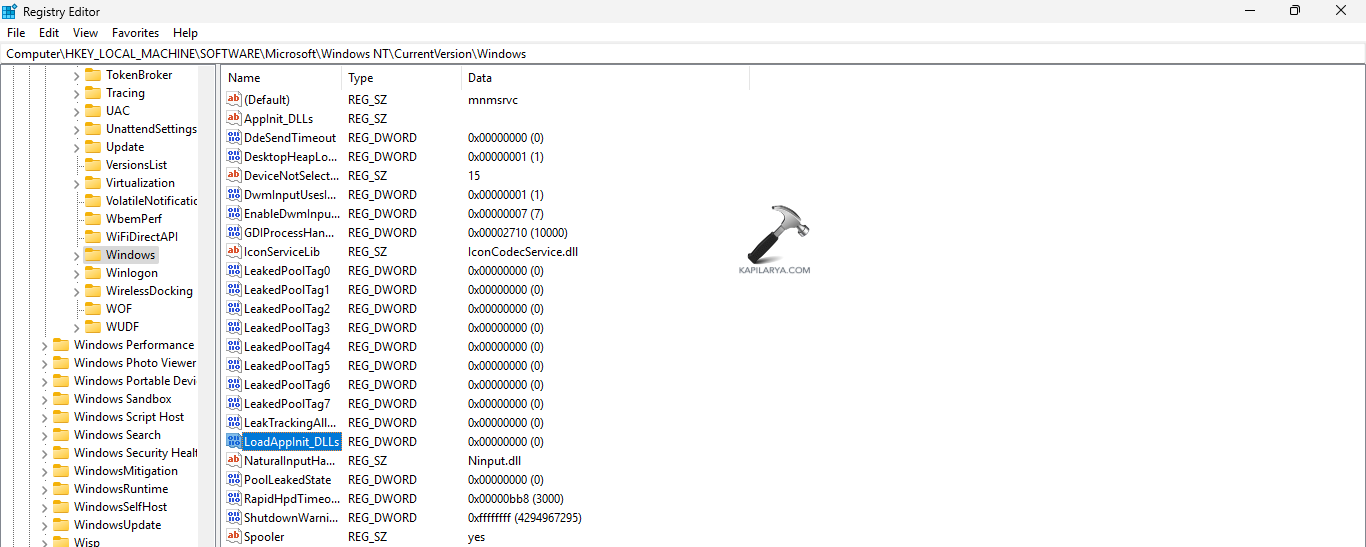 Opening Windows registry key to fix Error code 0xc0000142