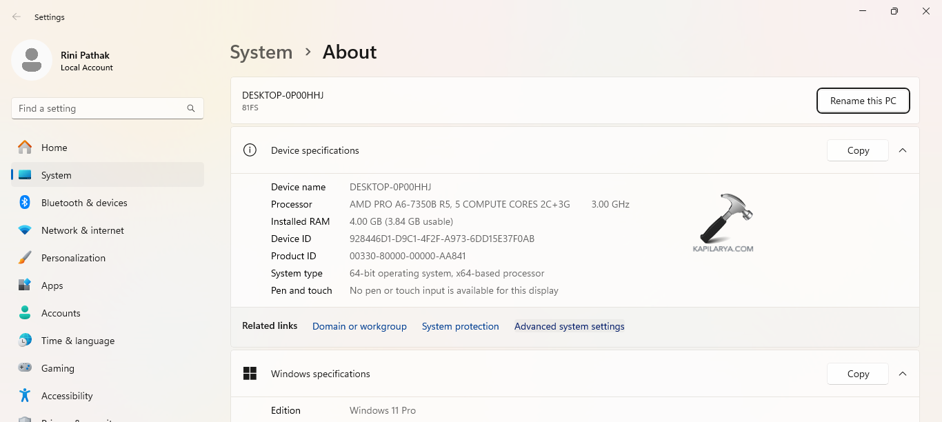 Opening advanced system settings for fixing Windows Modules high disk issue