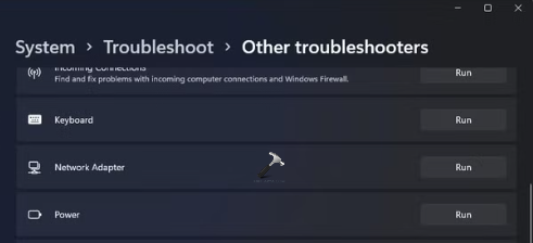 Running Power troubleshooter