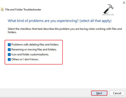 Selecting the required option
