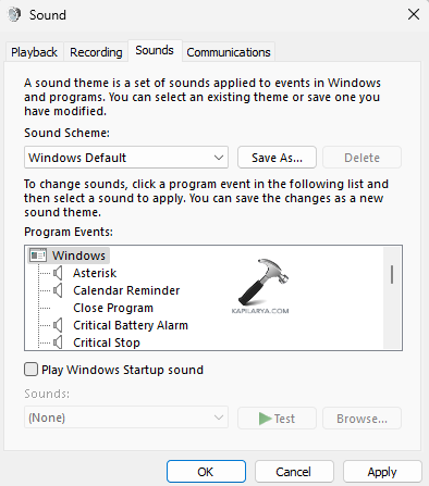 Deselecting Startup Sound 