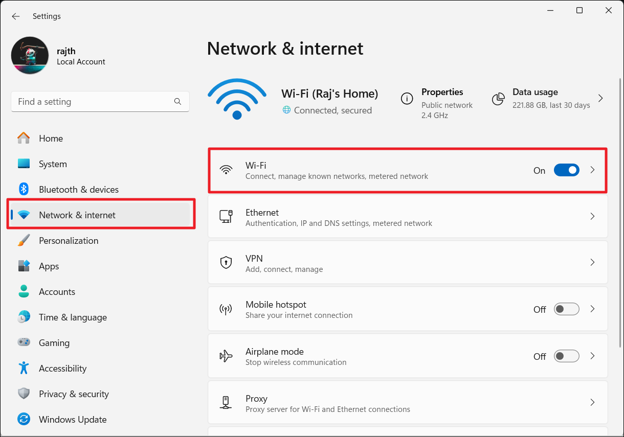 Select Network adapter settings