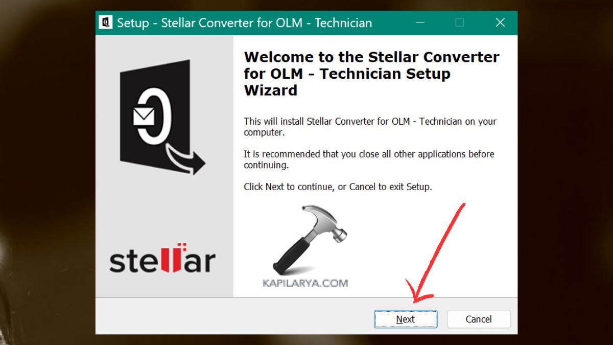 Setup Welcome page to the Stellar Converter for OLM