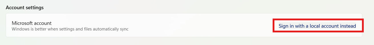 Sign in with a local account